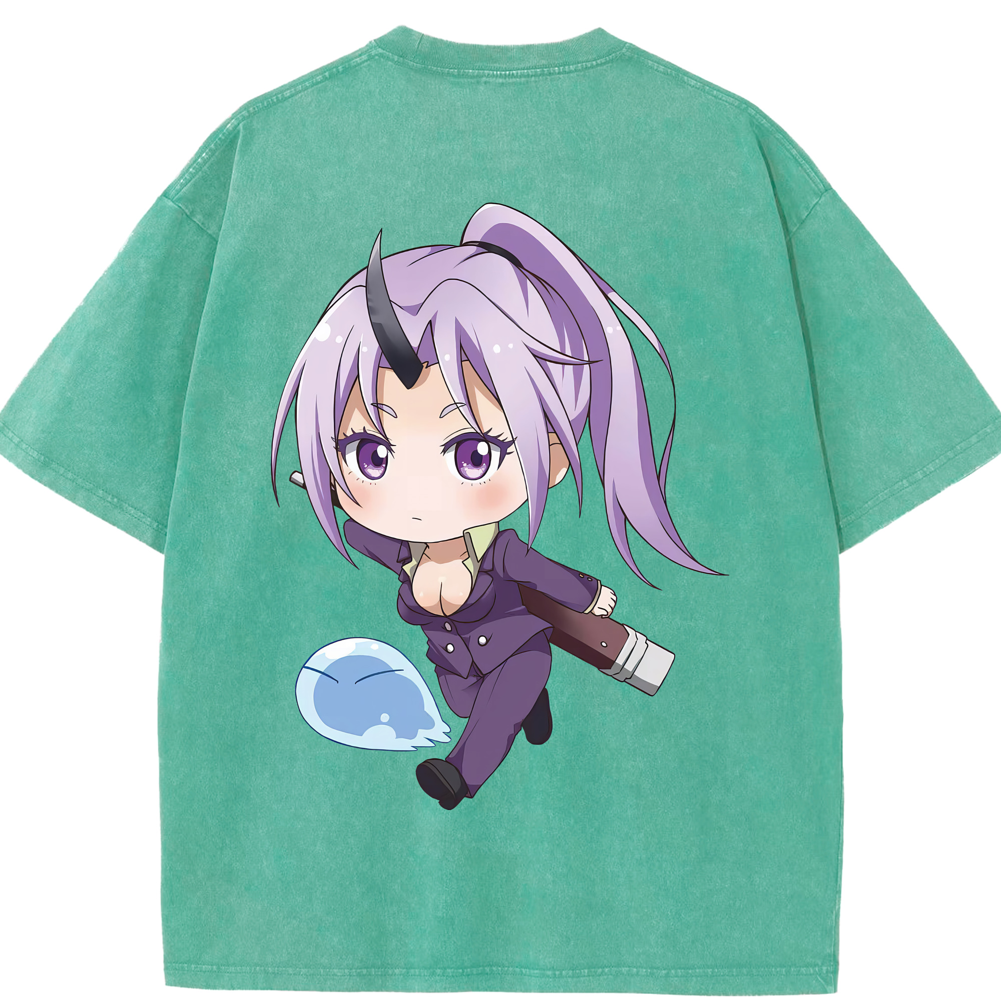 （画像用） 転スラ Regarding Reincarnated to Slime 綿100% ヴィンテージ風 半袖Tシャツ（背面プリント）